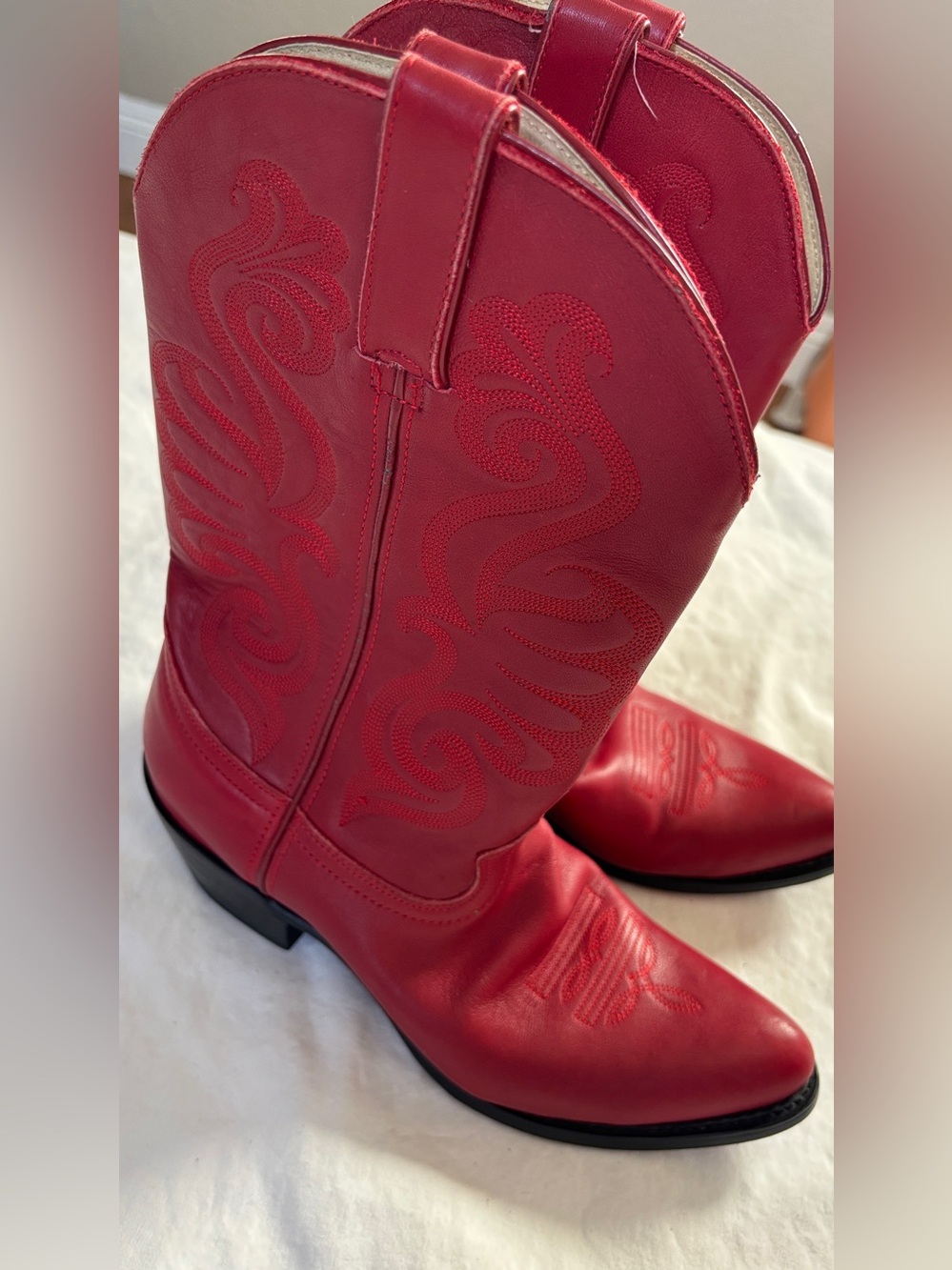 Durango Red Leather Western Cowboy Boots Womens 9M Embroidered Pointed Toe